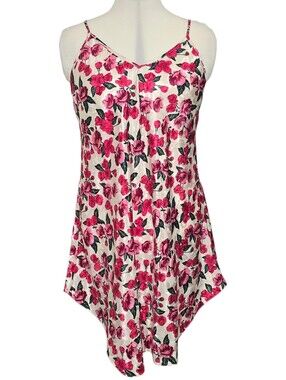 VTG Sopre Lingerie Satin Floral Chemise Slip Dress L Jewel Rose Coquette Dolette